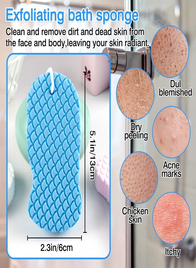 Brvlsoc 4-Pack Exfoliating Bath Sponges – Super Soft Shower Sponge Set for Adults & Kids, Gentle Dead Skin Remover, Assorted Colors (Pink, Blue, White, Gray) - Image 4