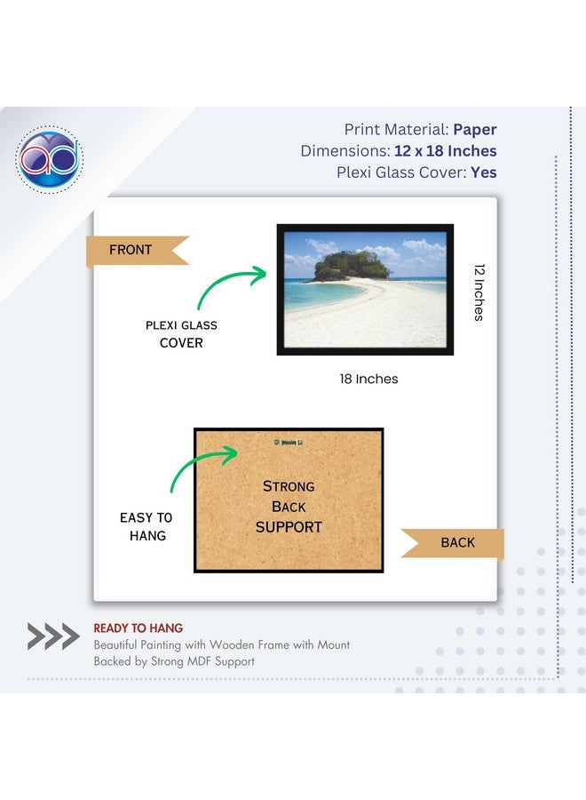 Mad Masters Sea Scenery Ocean Painting Aesthetic Hanging Photo Frame Decorative Item Home Decoration and Wall Decor for Living Room and Bedroom (MM 1327, 12x18 Inch, Paper, With Plexi Glass) - Image 2