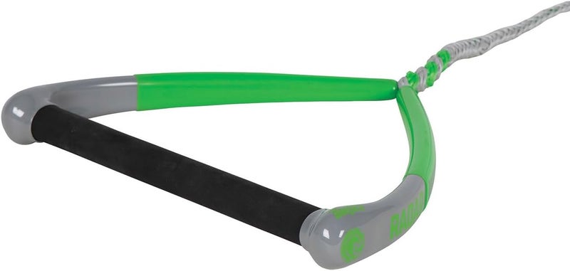 Radar Control Waterski Rope, BarLock 13 in. Elliptical Handle, Green/Grey - Image 1