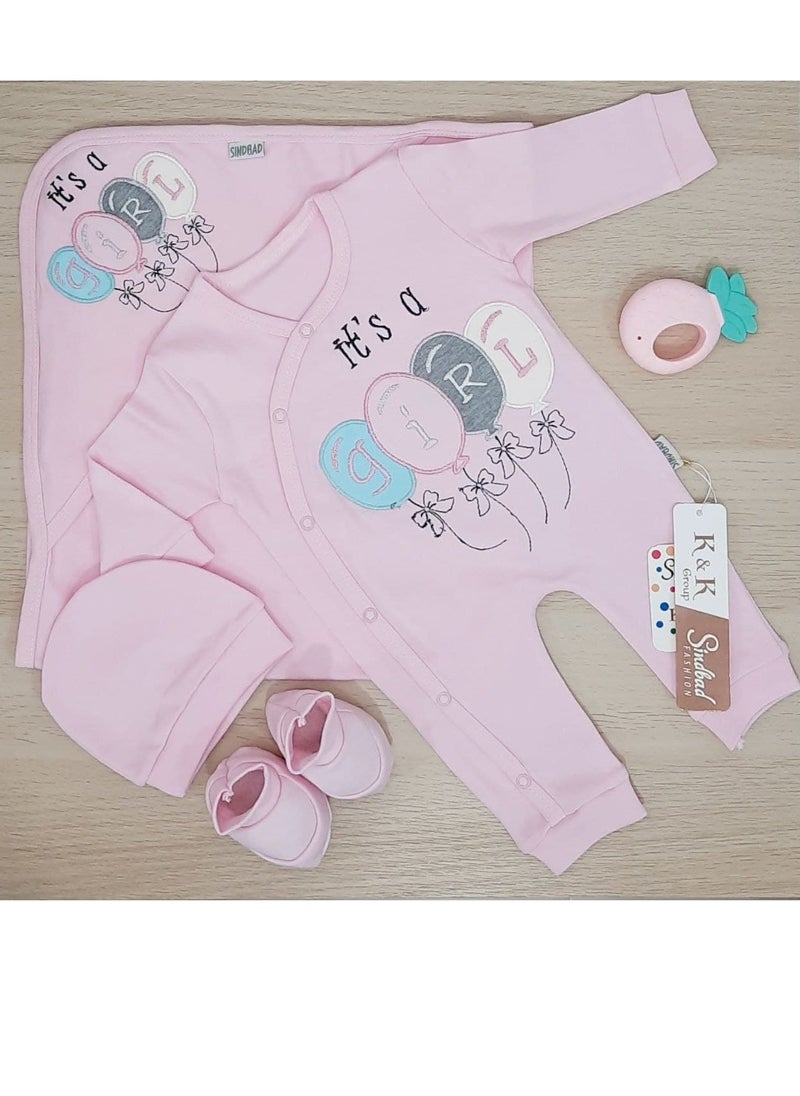 BABY YUMMY - A summer set for a newborn in the hospital, consisting of 4 pieces in a pink balloon model box - Image 1