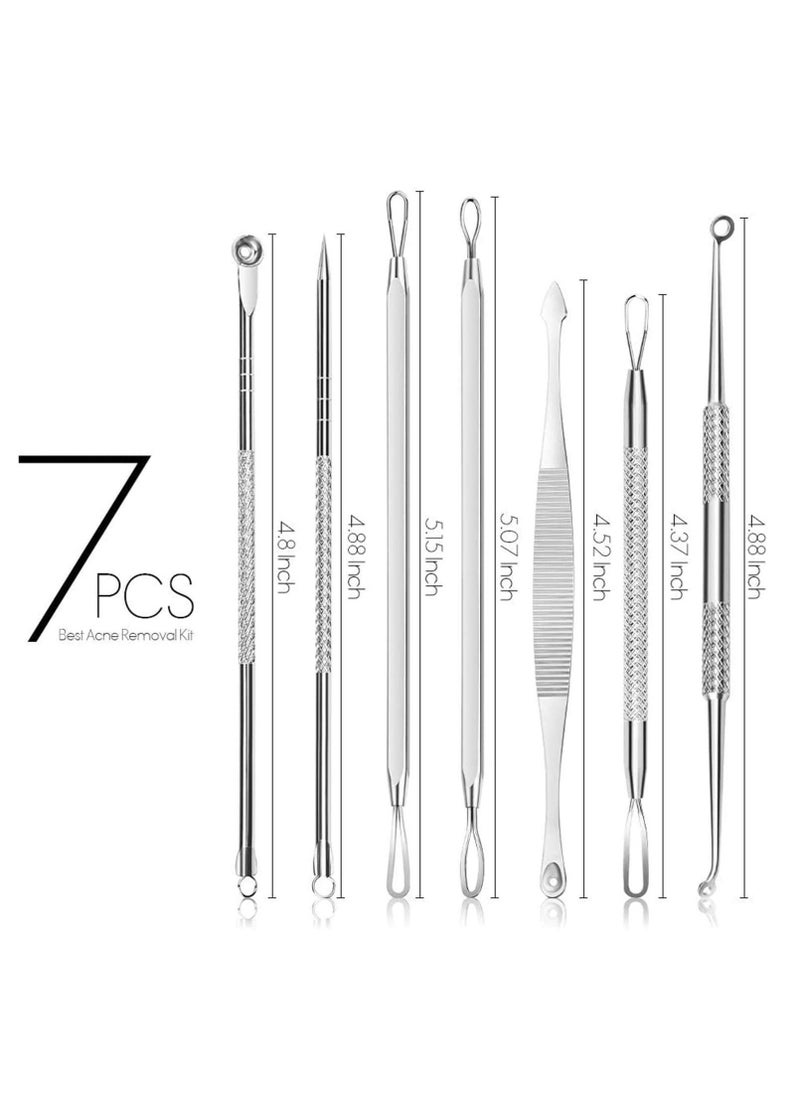 NIBEMINENT Blackhead Extractor Tool, 7 in 1 Pimple Remover Tool Kit, Professional Safe Treatment for White Head Acne Blemish Comedone Nose Face Skin  - Image 2