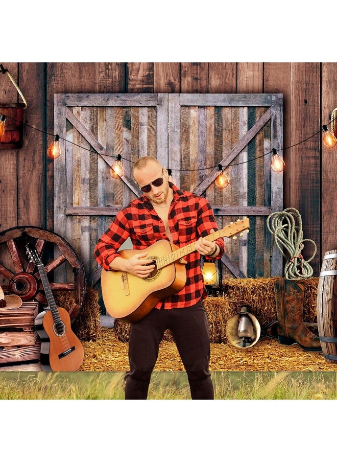 Moukeren - Western Cowboy Backdrop Western Party Supplies Decorations Wild West Decor Rustic Wooden House Barn Photography Background For Kids Boy Children Boy Baby Birthday Banner Photo Booth (7 X 5 Ft) - Image 1