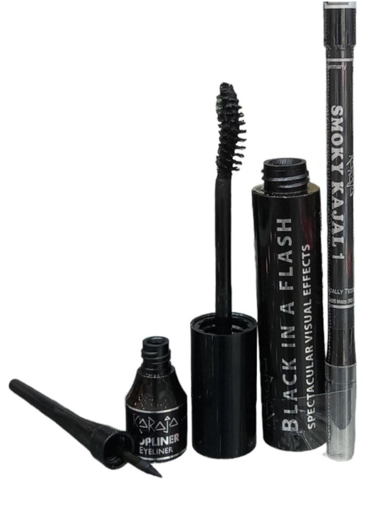 Garaga For The Beauty Of The Eyes Consisting Of Mascara And Eye Pencil With Liquid Eyeliner