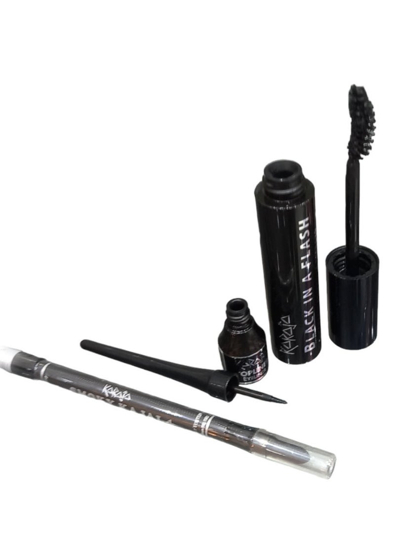 Garaga For The Beauty Of The Eyes Consisting Of Mascara And Eye Pencil With Liquid Eyeliner