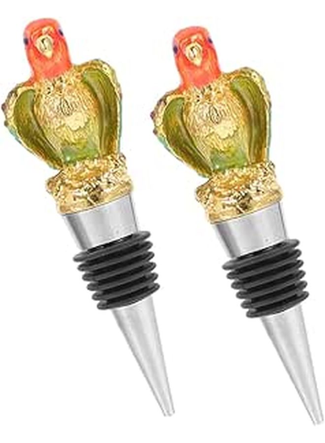 Metal Parrot Wine Stopper 2pcs Reusable Bottle Sealing Plugs For Bar Party Home Use - Image 1