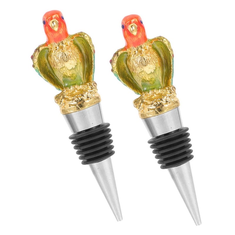 Metal Parrot Wine Stopper 2pcs Reusable Bottle Sealing Plugs For Bar Party Home Use - Image 2
