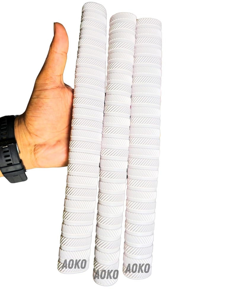 AOKO Plain White Soft Comfortable 4 Rubber Grips for Better Shock Absorption 1 Grip Cone for Cricket Bat Handle Accessories( Packof 5 ) - Image 3