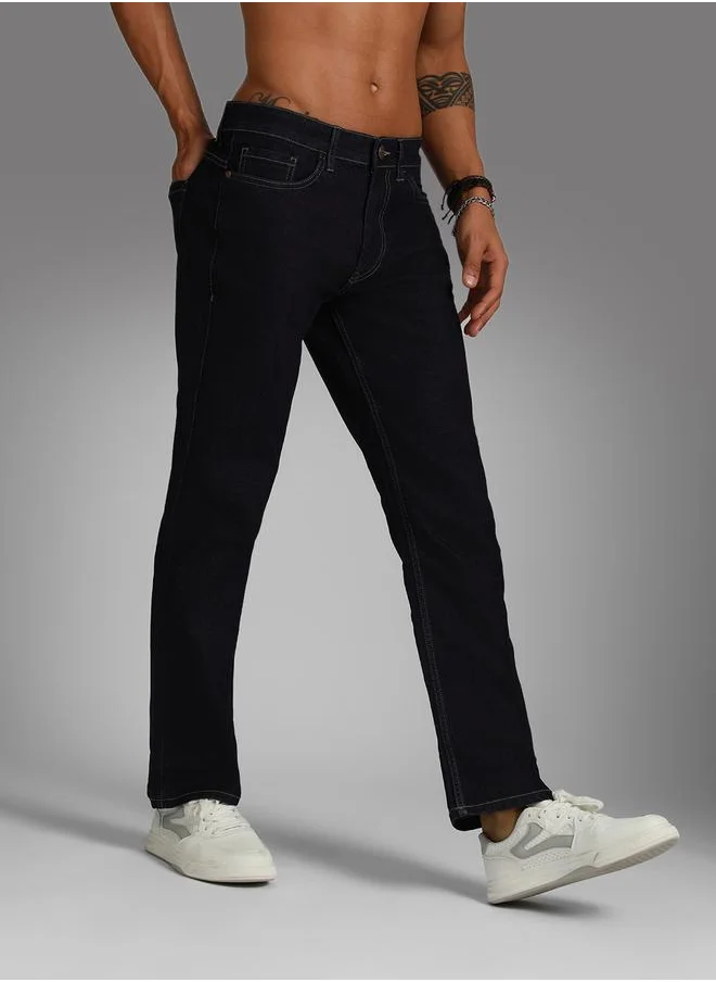 HIGH STAR High Star Mid Rise Plain Regular Fit Jeans