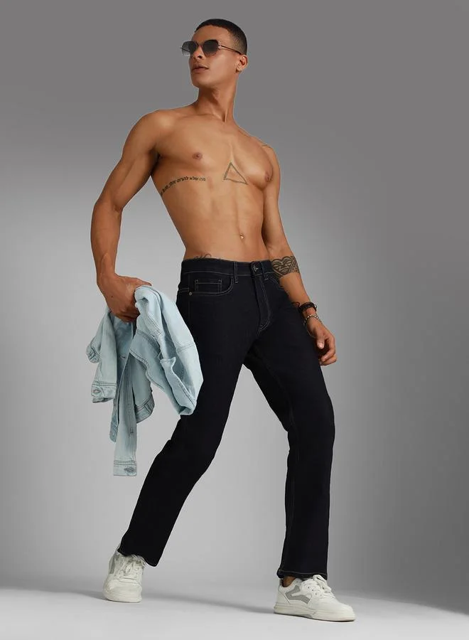 HIGH STAR HIGH STAR Mid Rise Plain Regular Fit Jeans