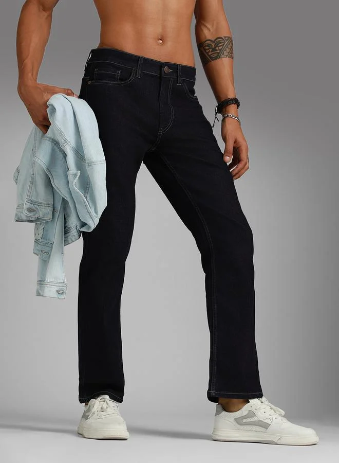HIGH STAR HIGH STAR Mid Rise Plain Regular Fit Jeans