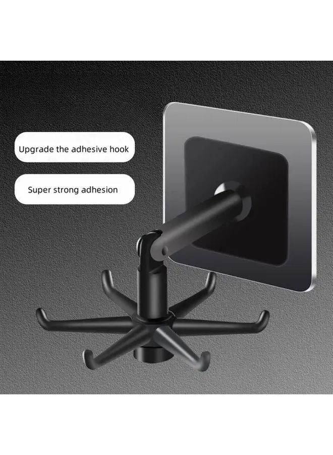 1pc White 6 Hook Rotating Wall Hooks No Drill Adhesive Installation Strong Hold Organizer - Image 3