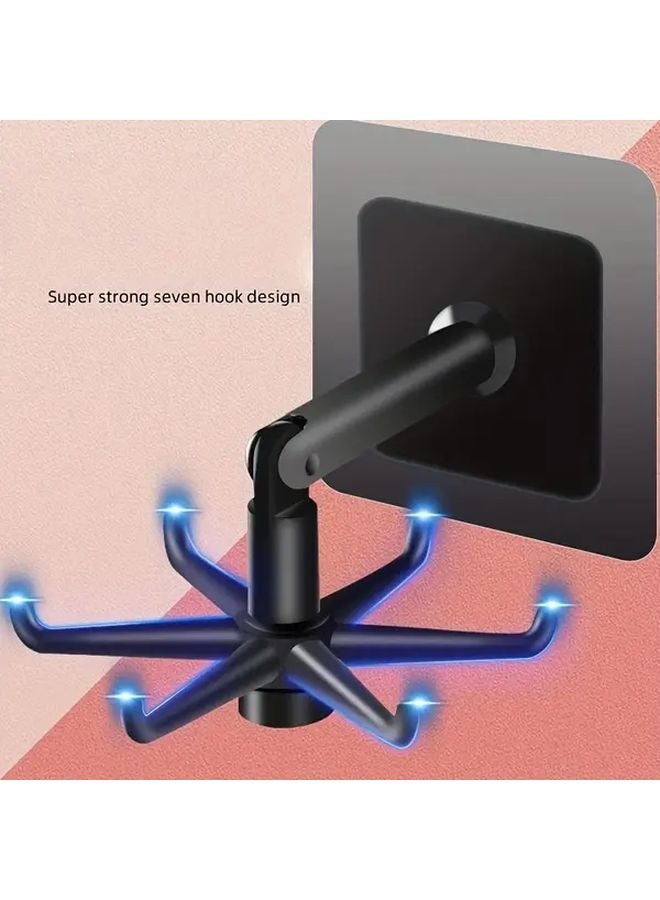 1pc White 6 Hook Rotating Wall Hooks No Drill Adhesive Installation Strong Hold Organizer - Image 5