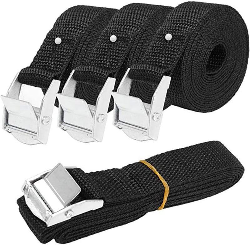 3pcs Cargo Tie Down Strap Heavy Duty Thickened Baggage Belt Pressing Buckles for Secure Luggage Camping and Transport Black - Image 1