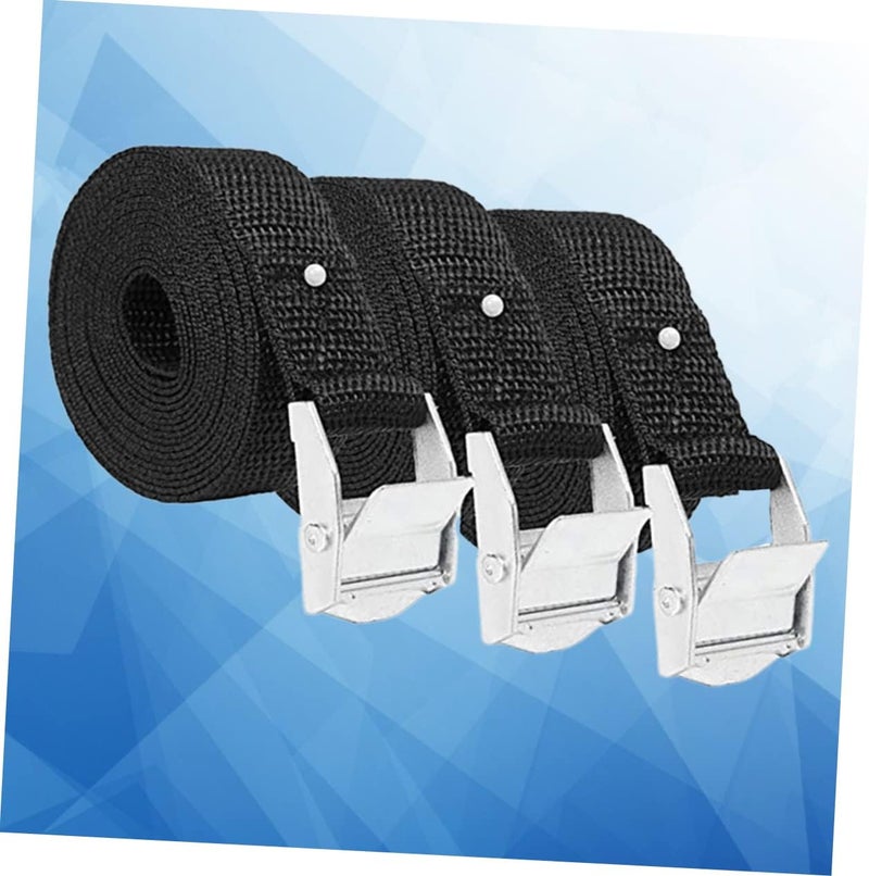 3pcs Cargo Tie Down Strap Heavy Duty Thickened Baggage Belt Pressing Buckles for Secure Luggage Camping and Transport Black - Image 5