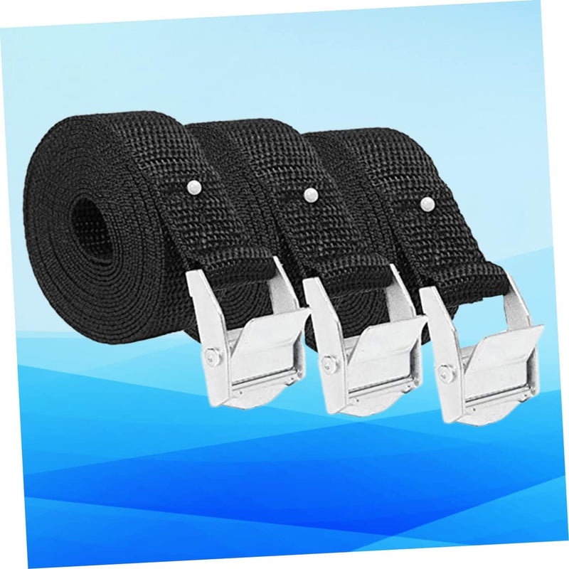 3pcs Cargo Tie Down Strap Heavy Duty Thickened Baggage Belt Pressing Buckles for Secure Luggage Camping and Transport Black - Image 3
