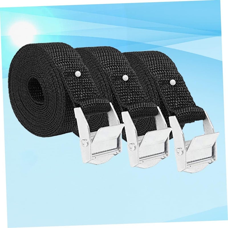 3pcs Cargo Tie Down Strap Heavy Duty Thickened Baggage Belt Pressing Buckles for Secure Luggage Camping and Transport Black - Image 2