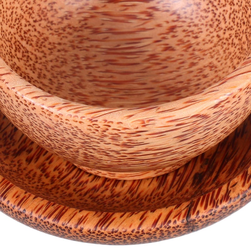 Coconut Wood Tea Cup With Saucer And Coasters Set Kitchen Drinkware - Image 4