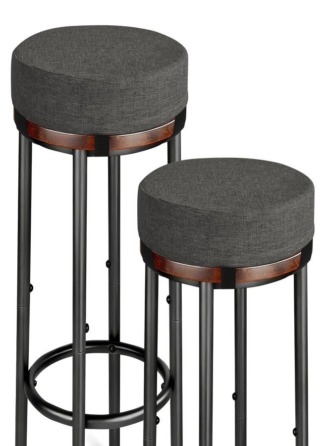 OVOV Round Bar Stool Cushions Set of 2 12"X12"X2.5" Round Chair Cushions with Anti-Skid Silicone Thick Padded Stool Pads, Dark Grey - Image 1