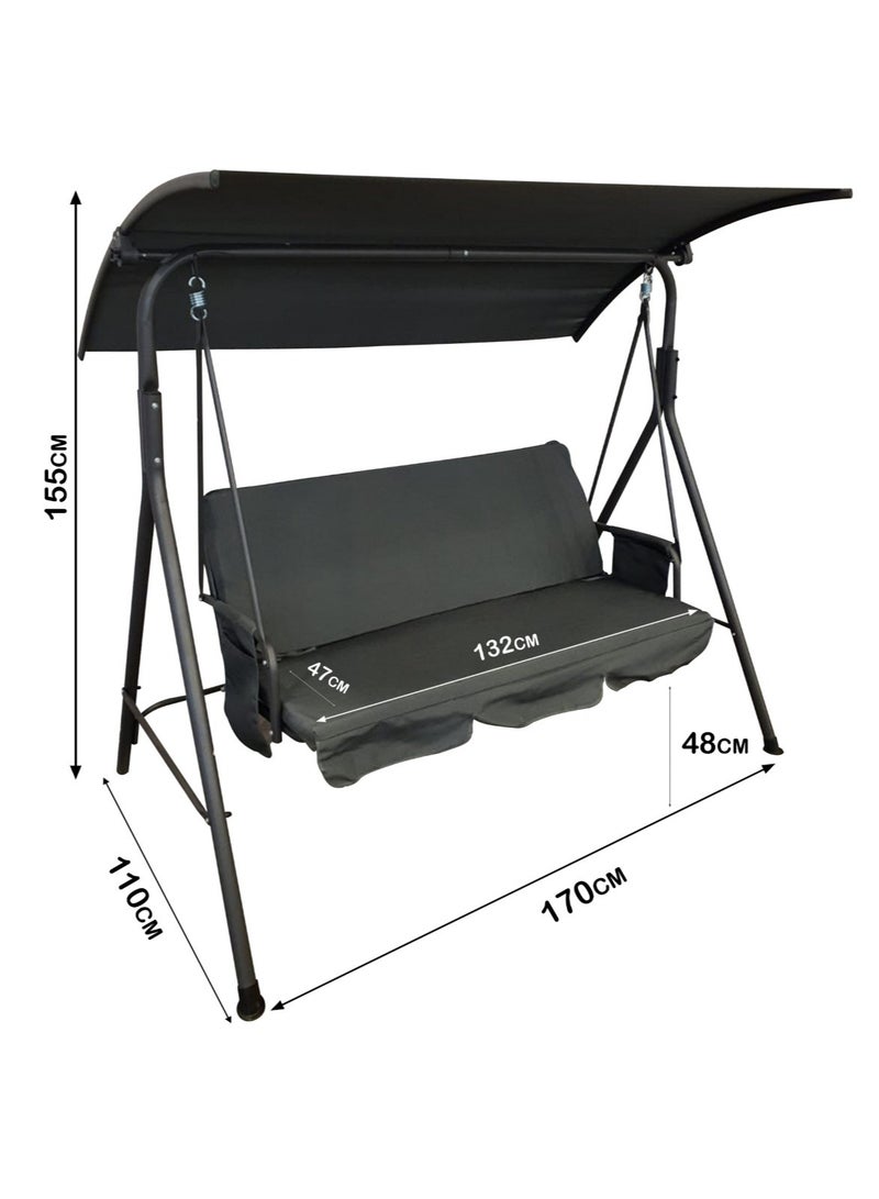 Living 3-Seater Swing Patio With Weather Resistant Adjustable Tilt Canopy 155*110*170CM - Image 2