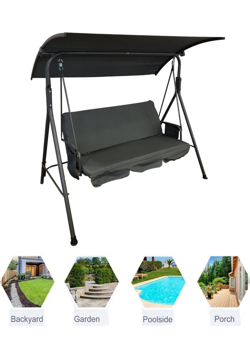 Living 3-Seater Swing Patio With Weather Resistant Adjustable Tilt Canopy 155*110*170CM - Image 3