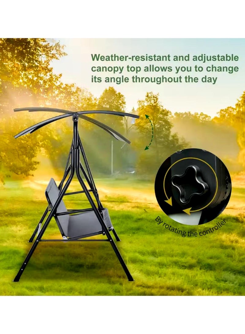 Living 3-Seater Swing Patio With Weather Resistant Adjustable Tilt Canopy 155*110*170CM - Image 4