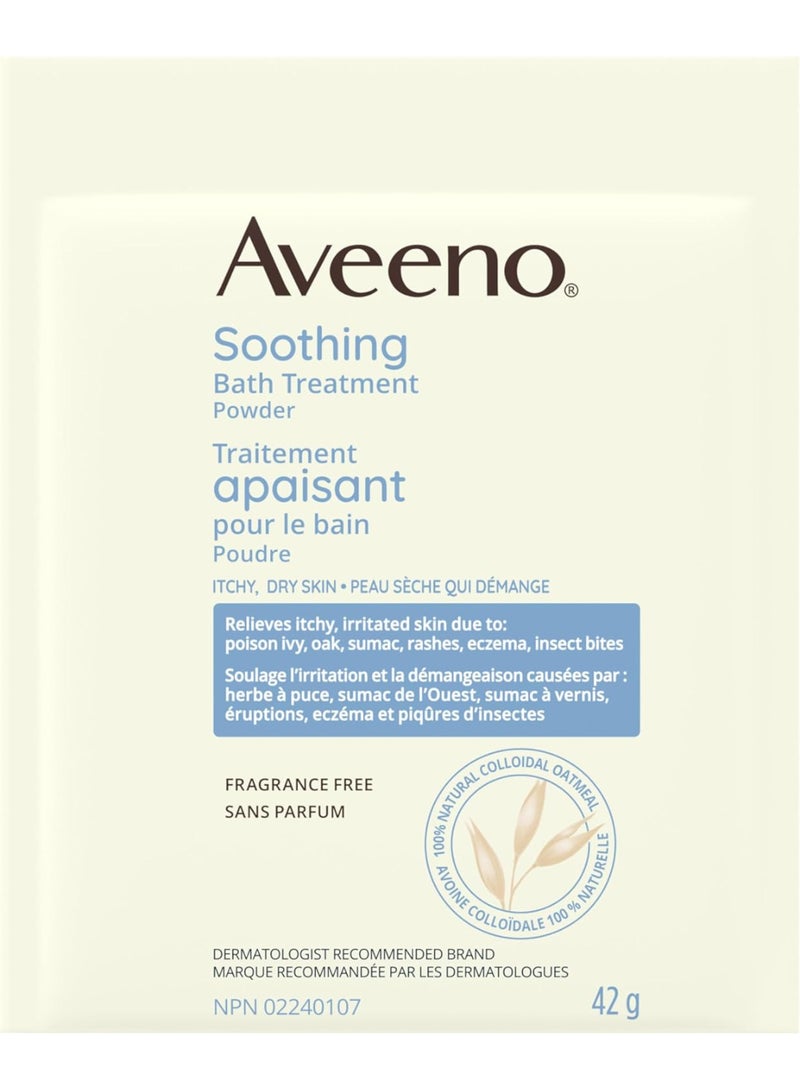 Aveeno Soothing Bath Treatment with 100% Natural Colloidal Oatmeal for Treatment & Relief of Dry, Itchy, Irritated Skin Due to Poison Ivy, Eczema, Sunburn, Rash, Insect Bites & Hives, 8 ct. - Image 1