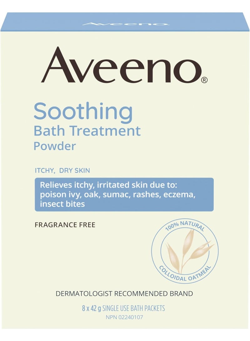 Aveeno Soothing Bath Treatment with 100% Natural Colloidal Oatmeal for Treatment & Relief of Dry, Itchy, Irritated Skin Due to Poison Ivy, Eczema, Sunburn, Rash, Insect Bites & Hives, 8 ct. - Image 4