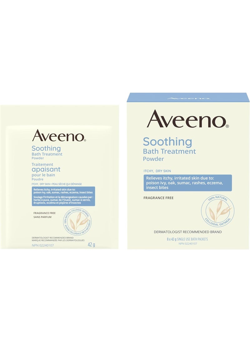 Aveeno Soothing Bath Treatment with 100% Natural Colloidal Oatmeal for Treatment & Relief of Dry, Itchy, Irritated Skin Due to Poison Ivy, Eczema, Sunburn, Rash, Insect Bites & Hives, 8 ct. - Image 3