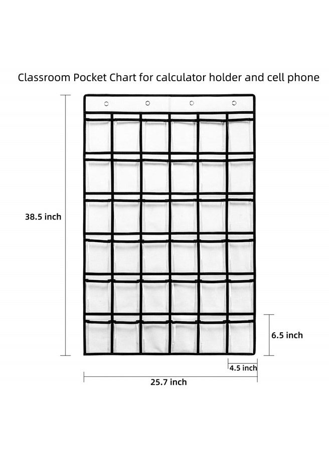 36 Pockets Classroom Pocket Chart for Cell Phones, Pocket Chart for Calculator Holder with 36 Number Sticker (White)  - Image 3