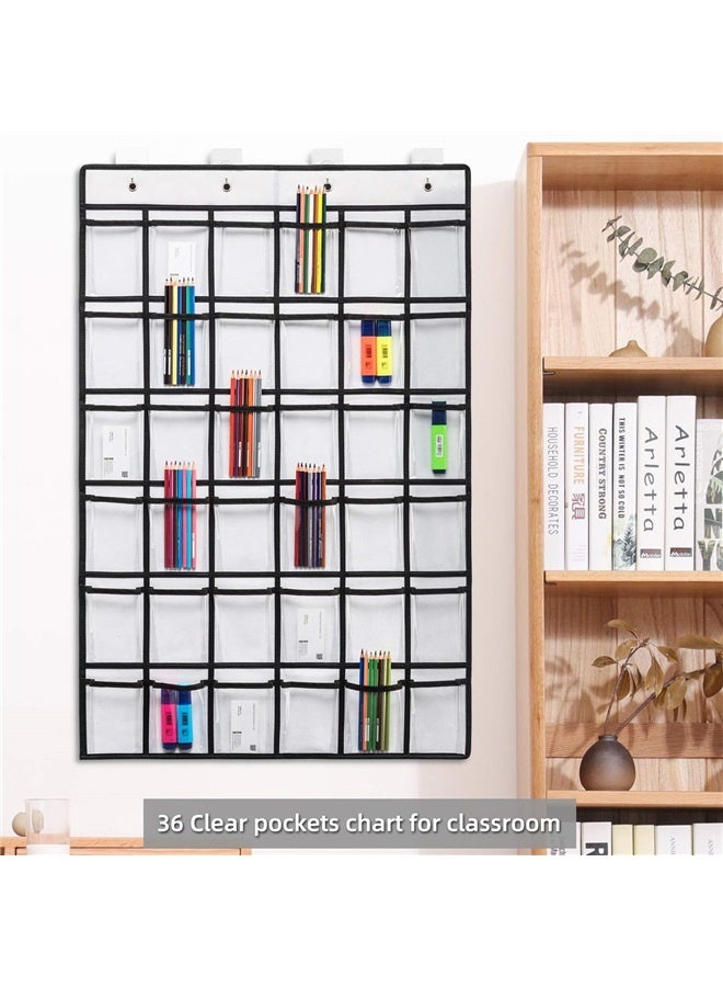 36 Pockets Classroom Pocket Chart for Cell Phones, Pocket Chart for Calculator Holder with 36 Number Sticker (White)  - Image 5
