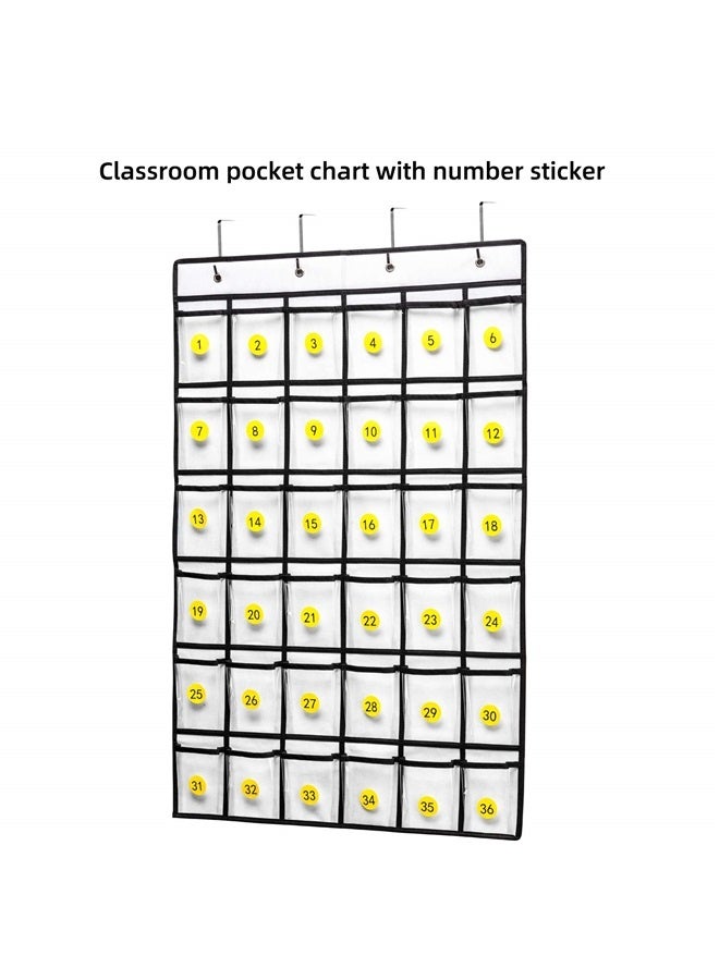 36 Pockets Classroom Pocket Chart for Cell Phones, Pocket Chart for Calculator Holder with 36 Number Sticker (White)  - Image 4