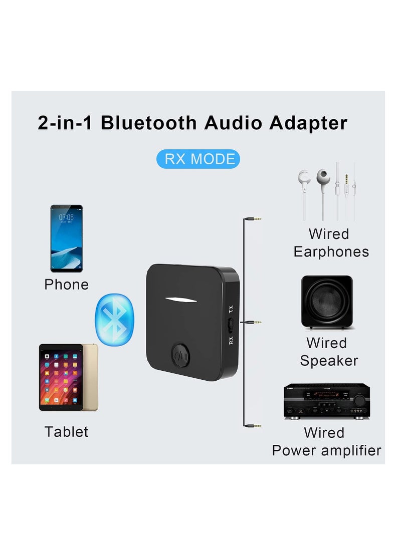 Generic - Bluetooth 5.0 Transmitter Receiver, HiFi Wireless Bluetooth 5.0 Audio Adapter, Built-in Mic Bluetooth Aux Adapter for Car, Home Stereo System, Wired Headphones - Image 1