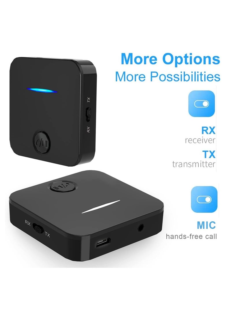 Generic - Bluetooth 5.0 Transmitter Receiver, HiFi Wireless Bluetooth 5.0 Audio Adapter, Built-in Mic Bluetooth Aux Adapter for Car, Home Stereo System, Wired Headphones - Image 1
