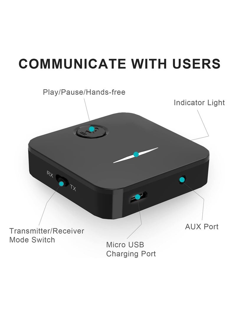 Generic - Bluetooth 5.0 Transmitter Receiver, HiFi Wireless Bluetooth 5.0 Audio Adapter, Built-in Mic Bluetooth Aux Adapter for Car, Home Stereo System, Wired Headphones - Image 1
