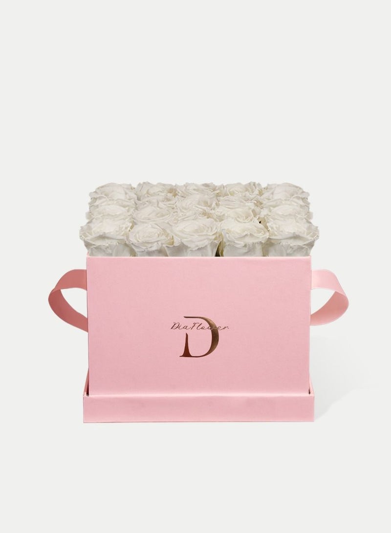 Dia FLOWER Infinity Square Box, Pearl White 16 ROSES MEDIUM - Image 2