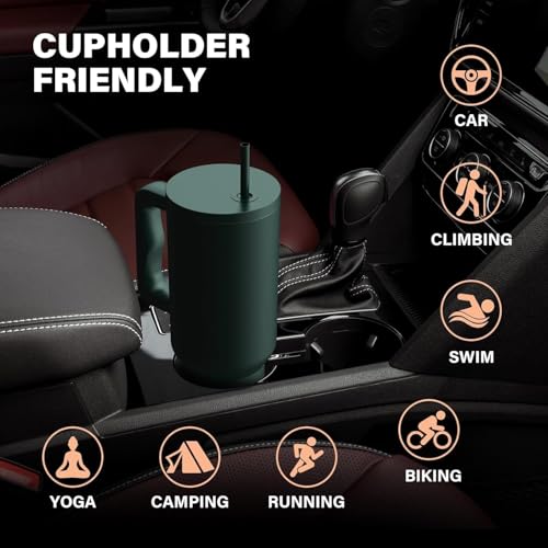 CYNVEXA Tumbler with lid and Straw 1200ML Cup Stainless Steel Vacuum Insulated Tumbler for Water, Iced Tea or Coffee 1.2L Office Gym Travelling (40 - Oz - Forest) - Image 3