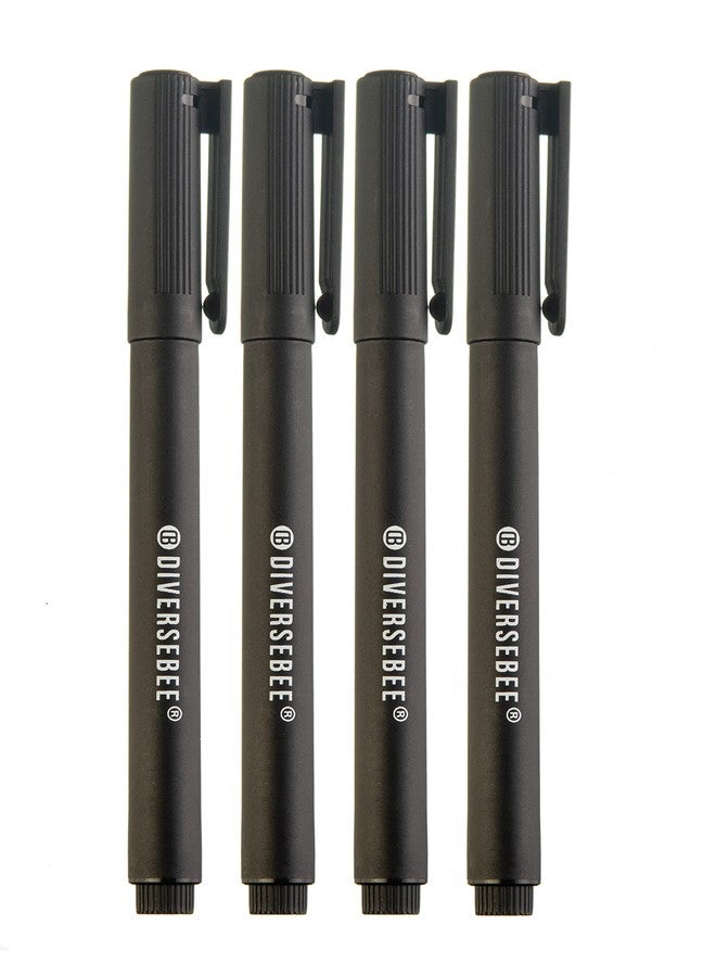 DIVERSEBEE Fine Tip Permanent Pens, 4 Pack Quick Dry Markers, Transparent Sticky Notes Writing Pens, Office School Art Supplies, Black Oil Based Fineliners - Image 1