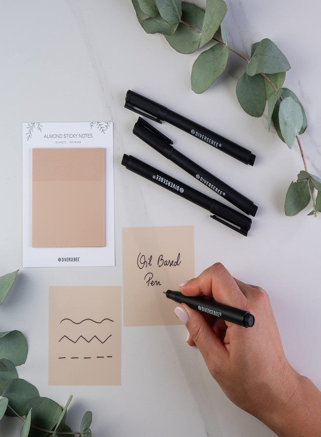 DIVERSEBEE Fine Tip Permanent Pens, 4 Pack Quick Dry Markers, Transparent Sticky Notes Writing Pens, Office School Art Supplies, Black Oil Based Fineliners - Image 3