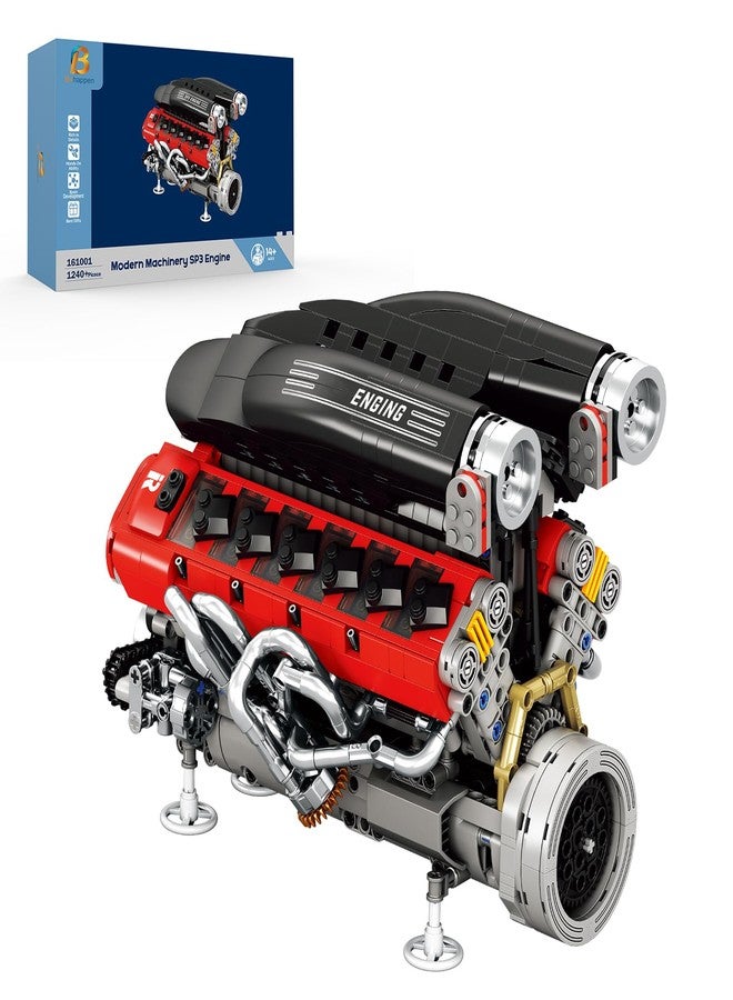 Brihappen V12 Engine Building Set for Adults, 1240PCS 65° V-Angle Motorized Supercar Engine Model Kit with Moving Pistons, Mechanical STEM Assembly Kit for Display, Gift for Car Enthusiasts - Image 1