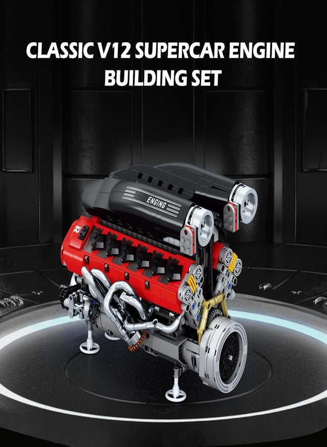 Brihappen V12 Engine Building Set for Adults, 1240PCS 65° V-Angle Motorized Supercar Engine Model Kit with Moving Pistons, Mechanical STEM Assembly Kit for Display, Gift for Car Enthusiasts - Image 4