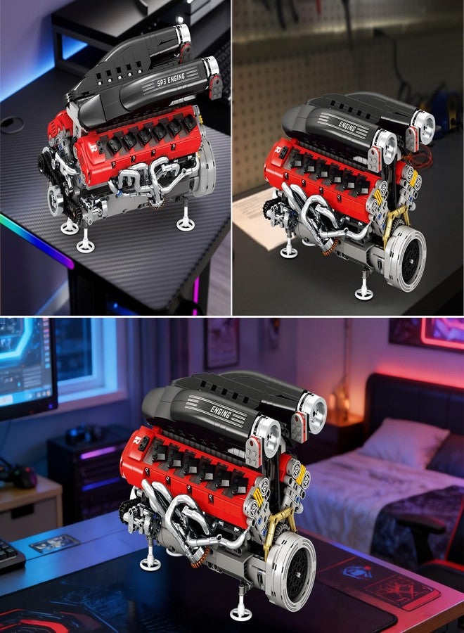Brihappen V12 Engine Building Set for Adults, 1240PCS 65° V-Angle Motorized Supercar Engine Model Kit with Moving Pistons, Mechanical STEM Assembly Kit for Display, Gift for Car Enthusiasts - Image 2