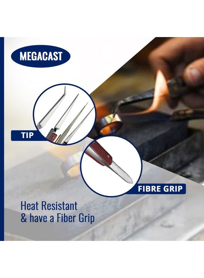 Megacast Tweezers & Cross locking & Straight Soldering tweezers jewelers - 3 piece set - Image 4