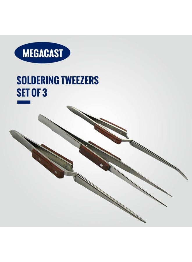 Megacast Tweezers & Cross locking & Straight Soldering tweezers jewelers - 3 piece set - Image 2