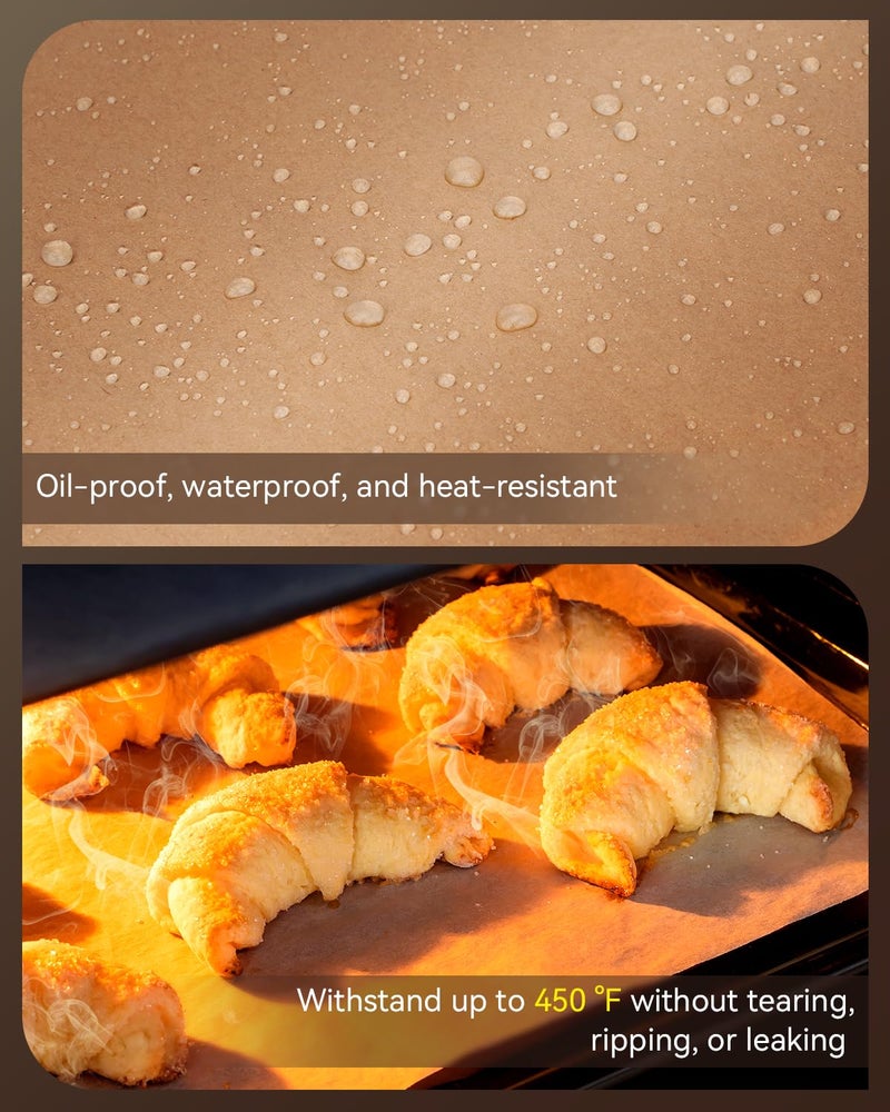 AMFOCUS Parchment Paper Sheets, 9x13 In Non-Stick Precut Baking Parchment for Baking, Grilling, Air Fryer, Steaming, and More (Unbleached) - Quarter Sheet Size, Perfect for Bread, Cakes, Cookies, 100PCS - Image 5