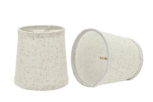Aspen Creative 32832-2A Small Hardback Empire Shape Chandelier Clip-On Lamp Shade Set (2 Pack), Transitional Design in Flaxen, 5" bottom width (4" x 5" x 5") - Image 2