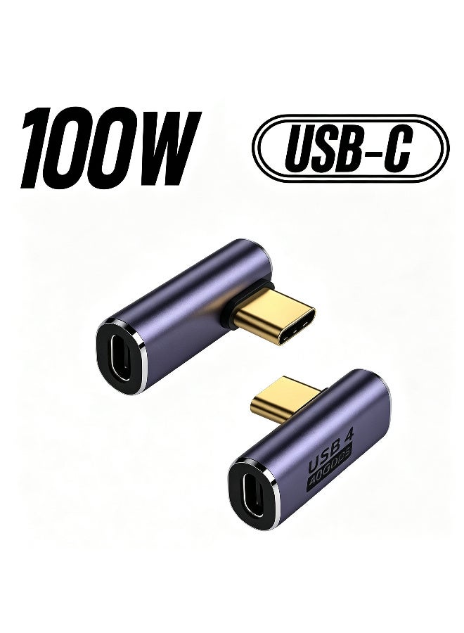 Usb C Angle Adapter 40Gbps 90 Degree Usb C Type C Angled Usb C Male To Female Adapter 8K At 60Hz Usb 3 1 Right Angle Extension For Laptop Tablet Vr Camera Smartphone Sideway