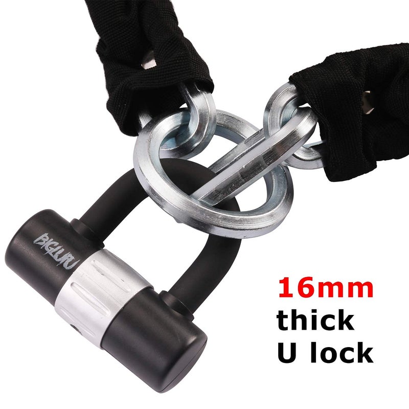 BIGLUFU Motorcycle Lock Chain Locks with 4Keys 16mm U Lock, 150cm/5ft Heavy Duty Long Chain, Cut Proof 12mm Thick Chains, Ideal for Motorcycles, Motorbike, Bike, Generator, Gates, Bicycle, Scooter - Image 5