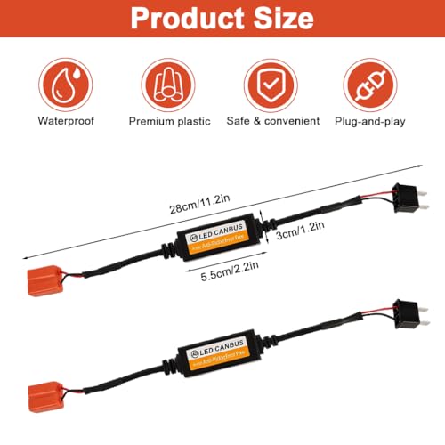 STHIRA® 2PCS H7 LED Bulb Decoder, H7 LED Light CANbus Decoder Anti Flicker Harness, Resistor Decoders Error Free Adapter, Fix Headlights Fog Light DRL Error Code, Plug and Play, Car Accessories - Image 2