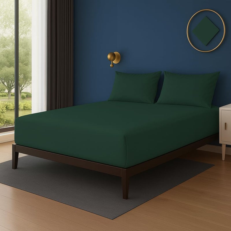 Amali  3 piece Polycotton Bed Sheet QUEEN size (W160xL200+35) cm 1 Fitted Sheet and 2 Standard Pillowcases Soft, Breathable & Durable Fabric for Home Use - Image 2