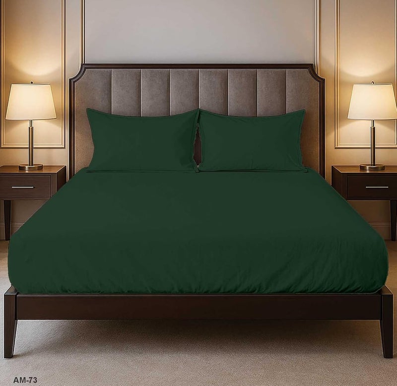 Amali  3 piece Polycotton Bed Sheet QUEEN size (W160xL200+35) cm 1 Fitted Sheet and 2 Standard Pillowcases Soft, Breathable & Durable Fabric for Home Use - Image 1